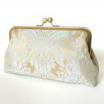 Silk Lined Damask Blue Fram..
