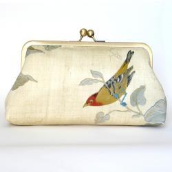 Kisslock Frame Clutch Silk Lined Bird