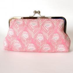 Kisslock Frame Clutch Silk Lined Pink Peacock