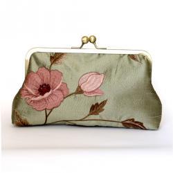 Silk Floral Kisslock Frame Clutch